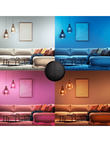 Soporte pared inalámbrico Philips Hue tap switch 4 botones y 1 selector color negro colores de luz disponibles