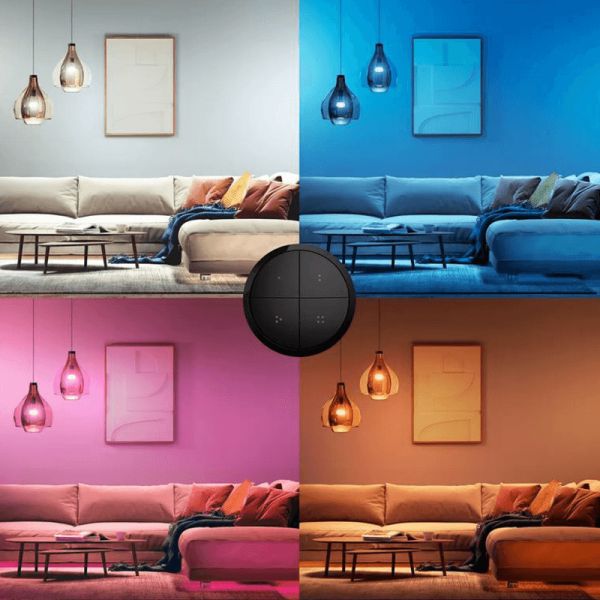 Soporte pared inalámbrico Philips Hue tap switch 4 botones y 1 selector color negro colores de luz disponibles