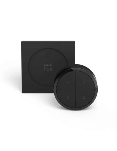Support mural sans fil Philips Hue tap switch 4 boutons et 1 sélecteur couleur noire à l'extérieur du support