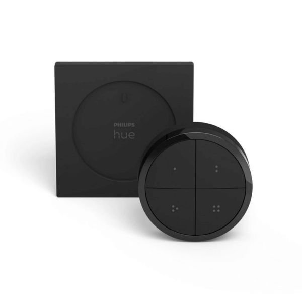 Soporte pared inalámbrico Philips Hue tap switch 4 botones y 1 selector color negro fuera del soporte