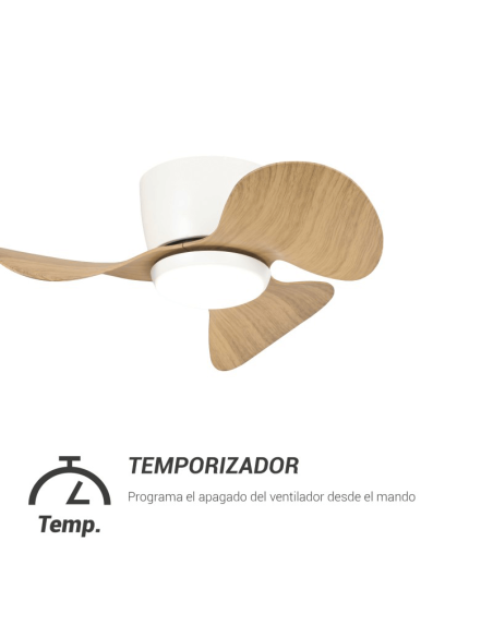 Ventilador de teto pequeno com LED Monty Wood DC Timer