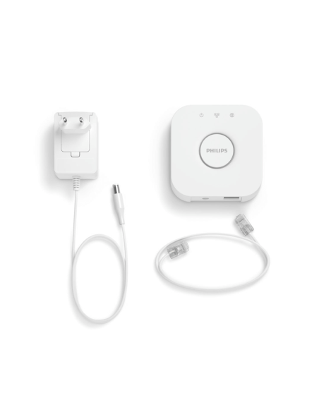 Componentes de instalação do controlador de iluminação inteligente Philips Hue Bridge