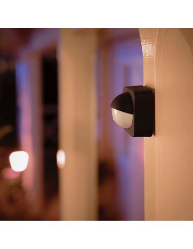 Capteur extérieur Philips Hue IP54 couleur noire posé au mur