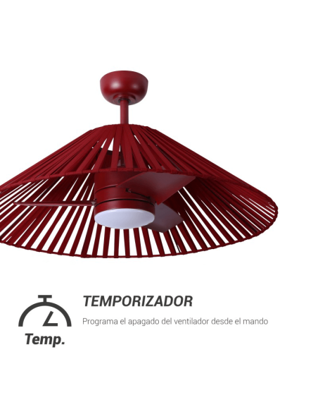 Ventilateur de plafond à DEL Terra avec minuterie d'écran en nylon bordeaux