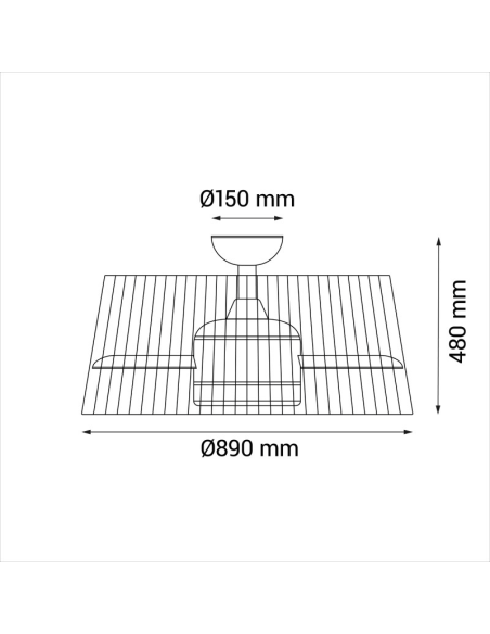 Ventilador de Techo LED Terra con pantalla nylon burdeos medidas