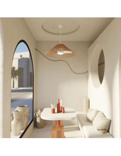 Ventilador de teto Terra LED com abajur de nylon marrom 2