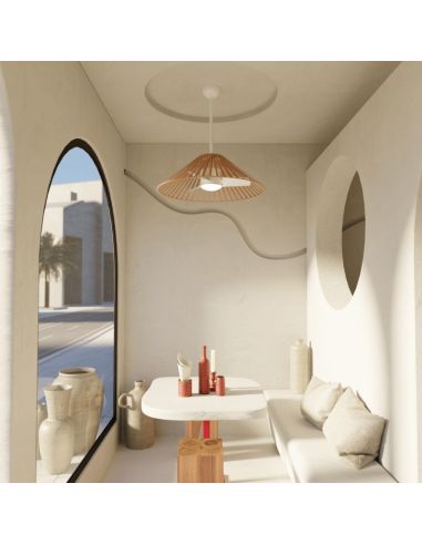 Ventilateur de plafond à DEL Terra avec abat-jour en nylon brun ambiant