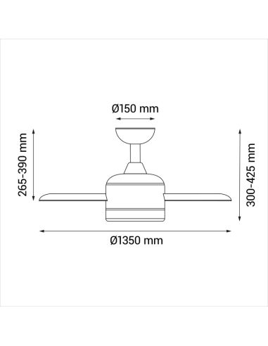 Ventilador de teto LED Tonda branco, lâminas de madeira IP44 medições DC
