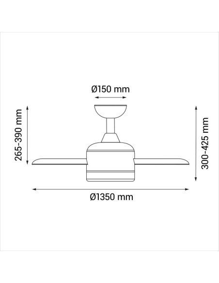 Ventilateur de plafond LED Tonda blanc, pales en bois Mesures IP44 DC