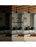 Ventilador de Techo LED Tonda Negro, Palas en madera IP44 DC luz regulable