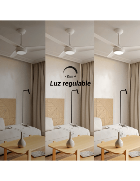 Ventilateur de plafond blanc Robb LED dimmable IP20 DC dimmable light
