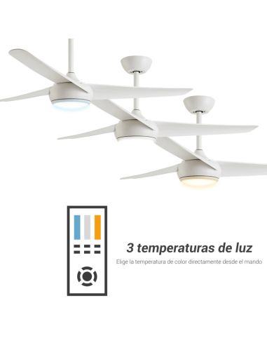 Ventilador de Techo LED Robb blanco dimable IP20 DC temperatura de luz