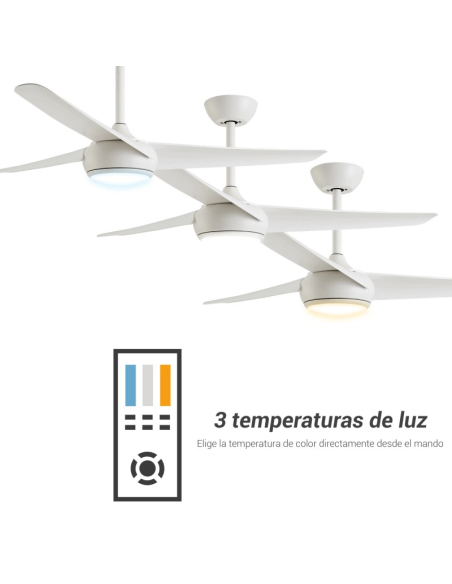 Ventilador de Techo LED Robb blanco dimable IP20 DC temperatura de luz