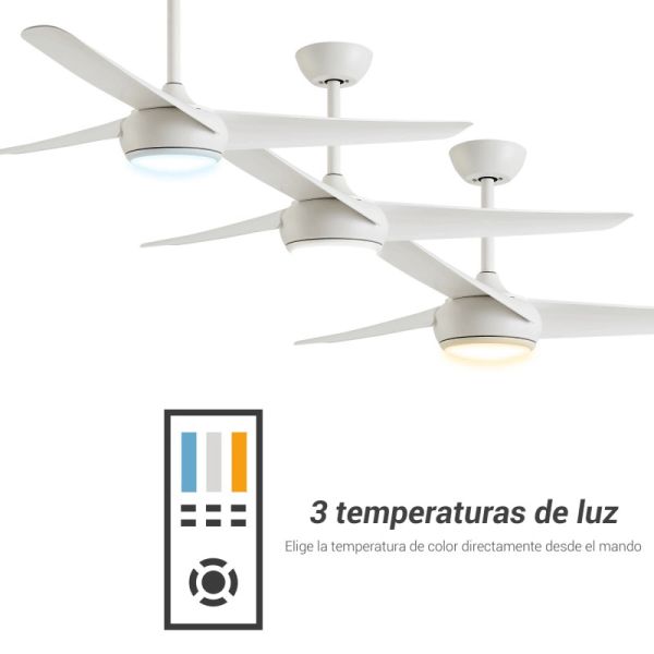 Ventilateur de plafond blanc Robb LED dimmable IP20 DC température de la lumière