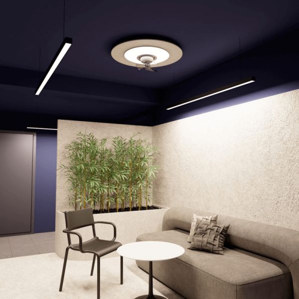 Ventilateur de plafond LED Fono stone avec réduction du bruit ambiant