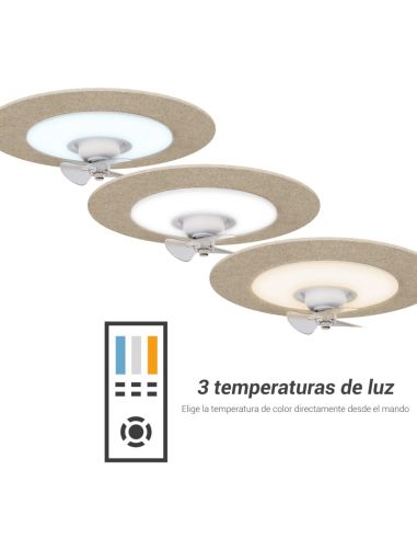 Ventilateur de plafond LED Fono stone avec réduction de bruit température lumineuse