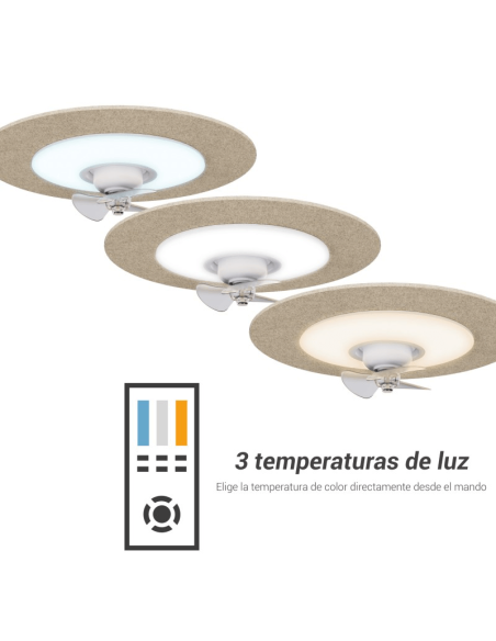 Ventilateur de plafond LED Fono stone avec réduction de bruit température lumineuse