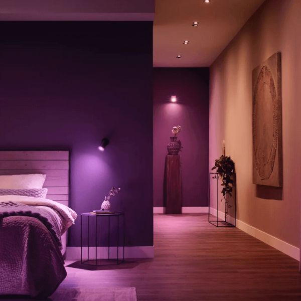 Bombilla inteligente LED Philips Hue White and Color Ambiance GU10 5,7W 2000K-6500K RGB Pack2 foto ambiente