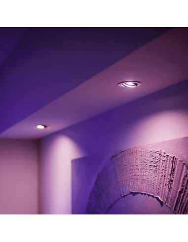 Bombilla inteligente LED Philips Hue White and Color Ambiance GU10 5,7W 2000K-6500K RGB Pack2 foto ambiente RGB