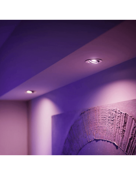 Bombilla inteligente LED Philips Hue White and Color Ambiance GU10 5,7W 2000K-6500K RGB Pack2 foto ambiente RGB