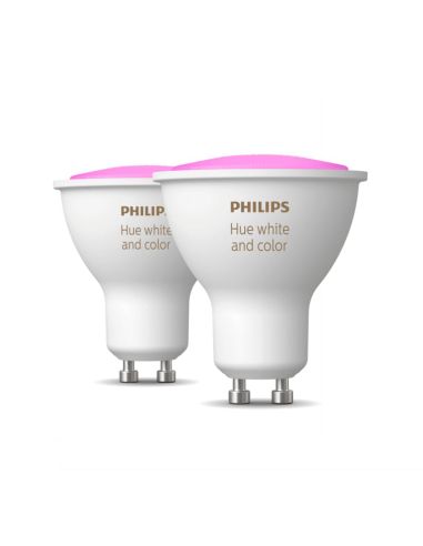 Bombilla inteligente LED Philips Hue White and Color Ambiance GU10 5,7W 2000K-6500K RGB Pack2 2 bombillas RGB