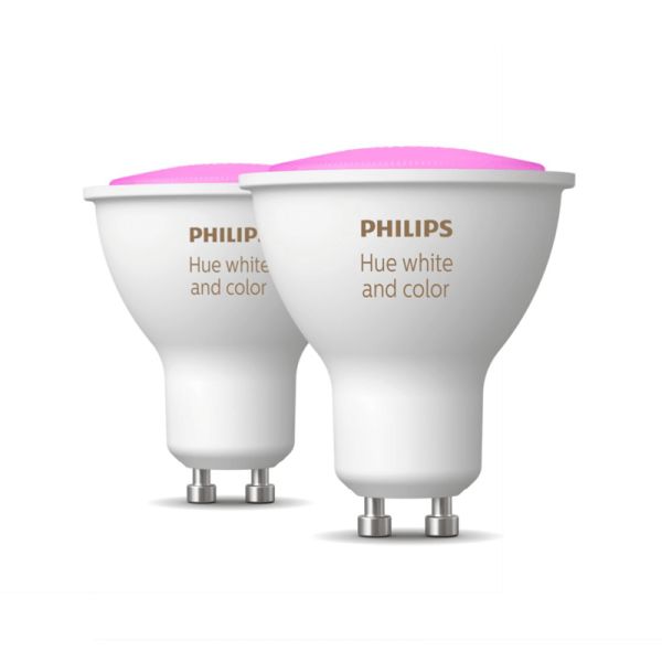 Bombilla inteligente LED Philips Hue White and Color Ambiance GU10 5,7W 2000K-6500K RGB Pack2 2 bombillas RGB