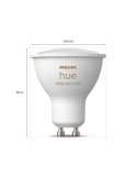 Lâmpada LED inteligente Philips Hue White e Color Ambiance GU10 5.7W 2000K-6500K RGB mede o produto