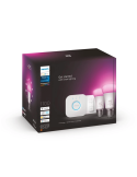 Kit de inicio 2 bombillas inteligentes E27 (1100lm) + regulador de intensidad y color Philips Hue caja producto