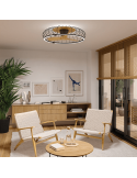 Ventilador plafón LED Nature negro y madera ambiente