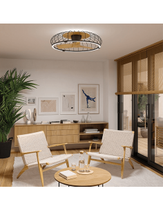 Ventilador plafón LED Nature negro y madera 7808 Mantra | LeonLeds 2