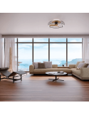 Ventilador plafón LED Nature negro y madera ambiente