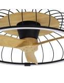 Ventilador plafón LED Nature negro y madera detalle