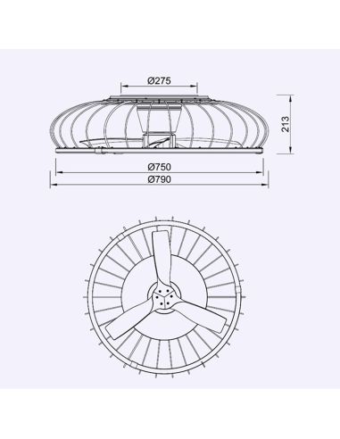 Ventilateur de plafond LED Nature noir et bois mesures