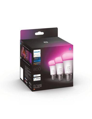 Lâmpada inteligente Philips Hue White e Color Ambiance A60 E27 1100lm caixa do produto