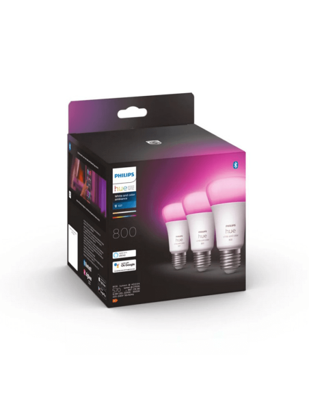 Bombilla inteligente Philips Hue White and Color Ambiance A60 E27 1100lm caja producto