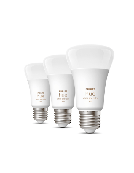 Lâmpada inteligente Philips Hue White e Color Ambiance A60 E27 800 Pack 3