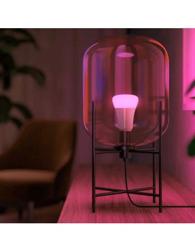 Bombilla inteligente Philips Hue White and Color Ambiance LED 6.5W 2000K-6500K RGB A60 E27 830lm Pack 2 tono luz rosa