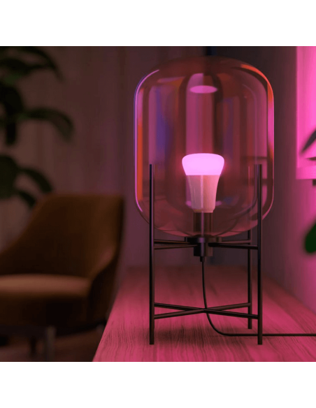 Bombilla inteligente Philips Hue White and Color Ambiance LED 6.5W 2000K-6500K RGB A60 E27 830lm Pack 2 tono luz rosa