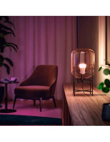 Bombilla inteligente Philips Hue White and Color Ambiance LED 6.5W 2000K-6500K RGB A60 E27 830lm Pack 2 tono luz cálida