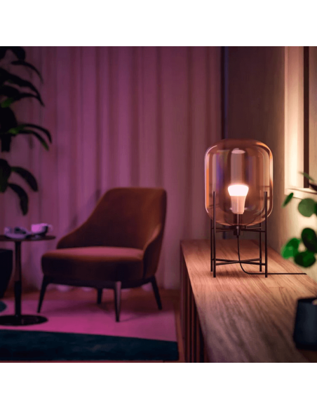 Bombilla inteligente Philips Hue White and Color Ambiance LED 6.5W 2000K-6500K RGB A60 E27 830lm Pack 2 tono luz cálida