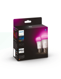 Bombilla inteligente Philips Hue White and Color Ambiance LED 6.5W 2000K-6500K RGB A60 E27 830lm Pack 2 caja producto