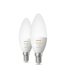 Lâmpada inteligente Philips Hue White Ambiance LED 4W 2200K-6500K Vela E14 470lm Pacote 2