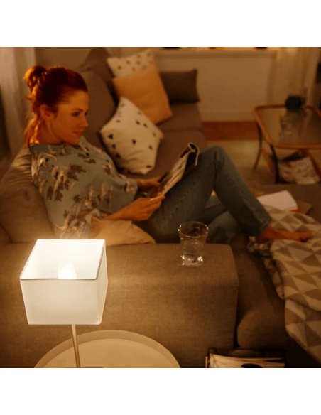 Bombilla inteligente  Philips Hue White Ambiance LED 4W 2200K-6500K  Vela E14 470lm Pack 2 foto ambiente en un salón