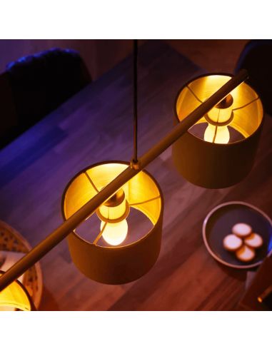 Bombilla inteligente  Philips Hue White Ambiance LED 4W 2200K-6500K  Vela E14 470lm Pack 2 foto ambiente en una lámpara