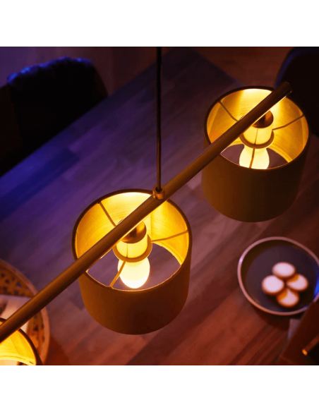 Bombilla inteligente  Philips Hue White Ambiance LED 4W 2200K-6500K  Vela E14 470lm Pack 2 foto ambiente en una lámpara