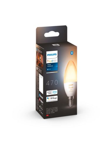 Bombilla inteligente Philips Hue White Ambiance LED 4W 2200K-6500K Vela 470lm E14 caja producto