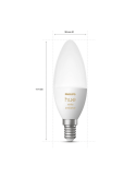 Bombilla inteligente Philips Hue White Ambiance LED 4W 2200K-6500K Vela 470lm E14 medidas producto