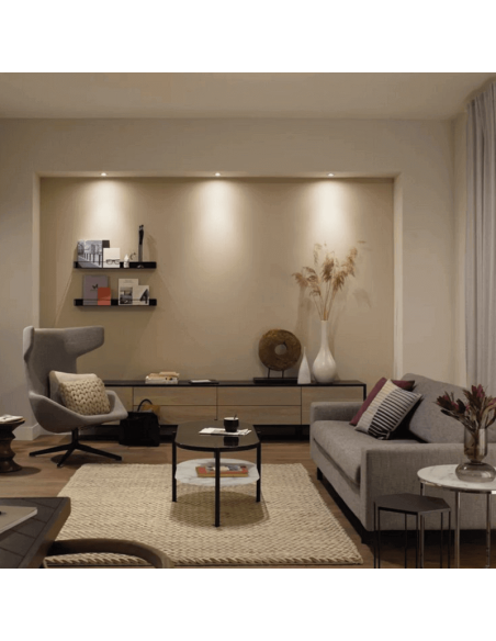 Bombilla  inteligente Philips Hue White Ambiance LED 5W 2200K-6500K GU10 350lm Pack 3 foto salón