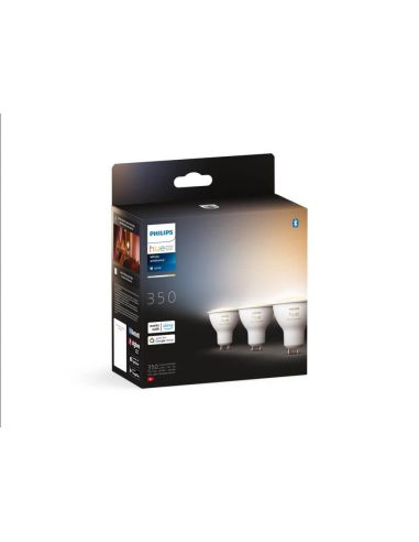 Bombilla  inteligente Philips Hue White Ambiance LED 5W 2200K-6500K GU10 350lm Pack 3 caja producto