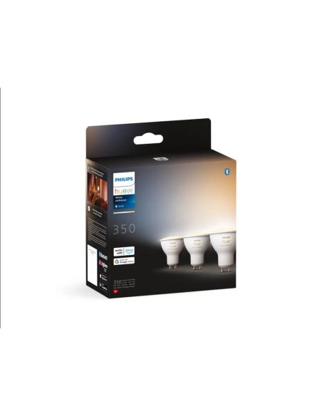 Lâmpada inteligente Philips Hue White Ambiance LED 5W 2200K-6500K GU10 350lm Pack 3 caixa do produto